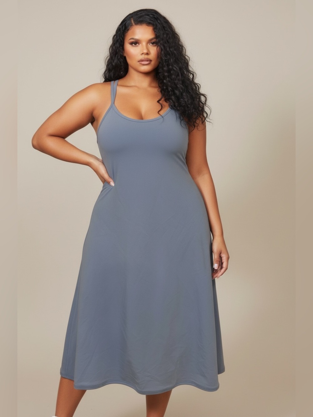 Outdoor Voices Light Blue Strappy Camisole Dress